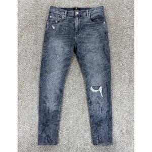 7 For All Mankind Jean Mens 28x26 Gray The Stacked Skinny‎ Camo Wash Distressed
